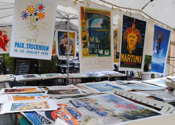 The antiques market in Villefranche-sur-mer, a colorful little Riviera town
